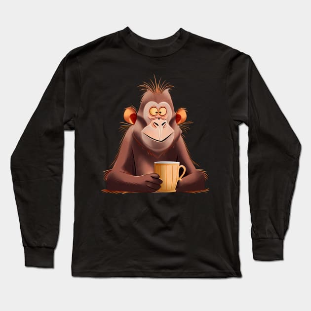 monkey with cup Long Sleeve T-Shirt by ArtificialBeaux